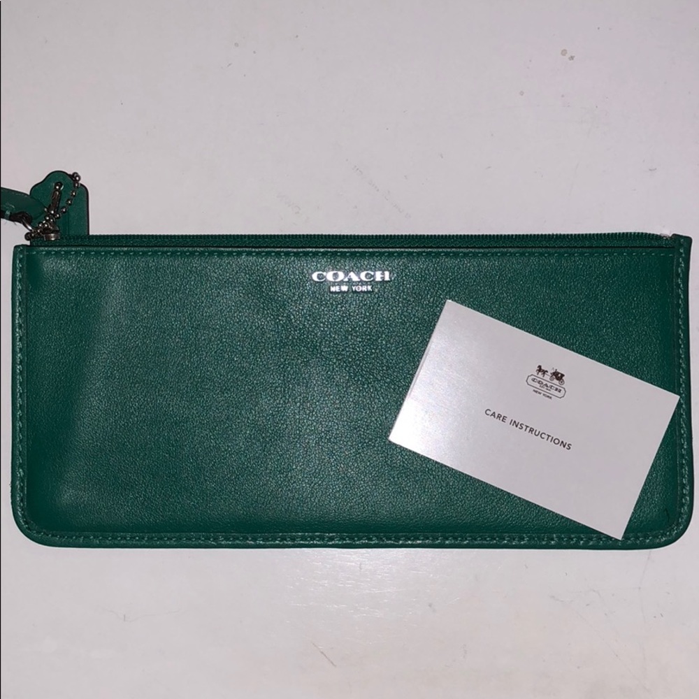 COACH wallet, green, 9” x 4”, BRAND NEW